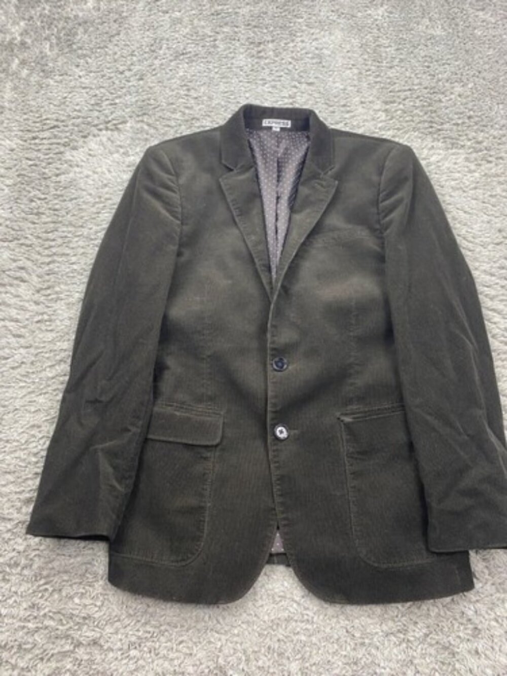 Express Blazer Men 36S Black Corduroy Photographer Sports Coat Career Jacket